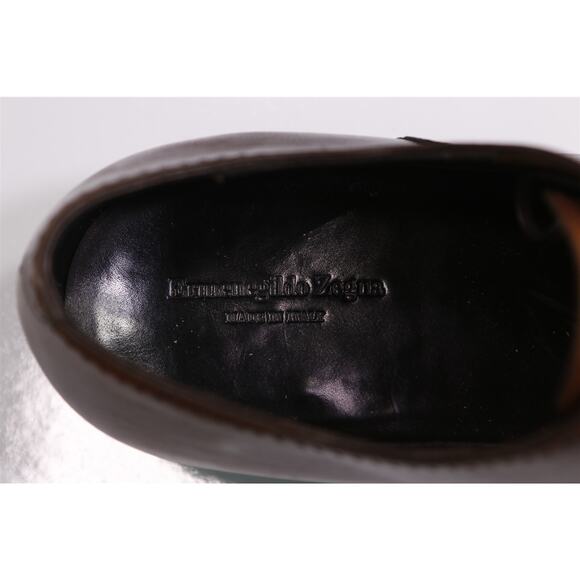 Ermenegildo Zegna Brown Crocodile Trim Lace Up Oxford Dress Shoes +Trees 10 EE main image 9